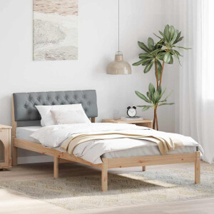 vidaXL Bedframe Bruin en lichtgrijs 100 x 200 cm Massief grenenhout