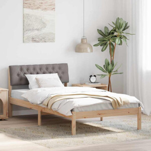 vidaXL Bedframe Bruin en taupe 100 x 200 cm Massief grenenhout