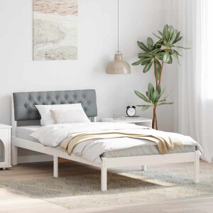 vidaXL Bedframe Wit en lichtgrijs 100 x 200 cm Massief grenenhout