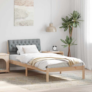 vidaXL Bedframe Bruin en lichtgrijs 90 x 200 cm Massief grenenhout