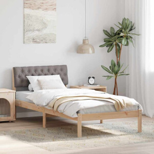 vidaXL Bedframe Bruin en taupe 90 x 200 cm Massief grenenhout