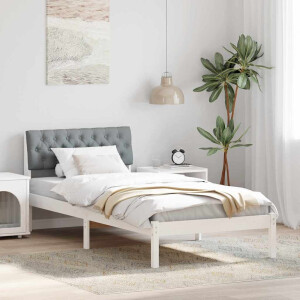 vidaXL Bedframe Wit en lichtgrijs 90 x 200 cm Massief grenenhout