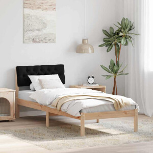 vidaXL Bedframe Bruin en zwart 75 x 190 cm Massief grenenhout