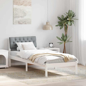 vidaXL Bedframe Wit en lichtgrijs 75 x 190 cm Massief grenenhout
