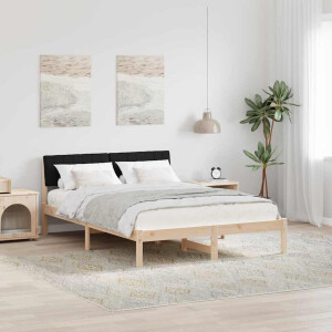 vidaXL Bedframe Bruin en zwart 135 x 190 cm Massief grenenhout