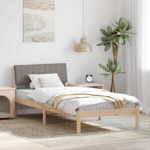 vidaXL Bedframe Bruin en taupe 90 x 200 cm Massief grenenhout