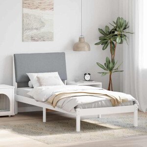 vidaXL Bedframe Wit en lichtgrijs 100 x 200 cm Massief grenenhout