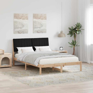 vidaXL Bedframe met hoofdeinde Bruin 135 x 190 cm Massief grenenhout
