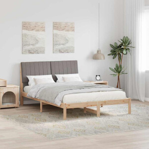 vidaXL Bedframe met hoofdeinde Bruin 135 x 190 cm Massief grenenhout