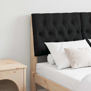 vidaXL Gestoffeerd hoofdbord Zwart 120 cm Massief grenenhout