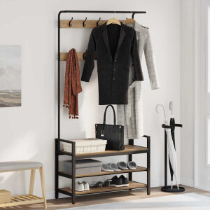 vidaXL Kapstok met plank Artisan Eiken 95 x 34 x 184 cm Bewerkt hout