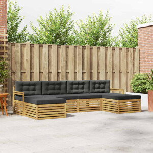 vidaXL Sofa-Sets 6 pcs Wit en antracietkleurig Massief Acaciahout