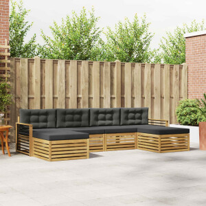 vidaXL Sofa-Sets 6 pcs Wit en antracietkleurig Massief Acaciahout