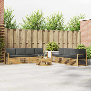 vidaXL Sofa-Sets met kussen 9 pcs Wit en antracietkleurig Polyester