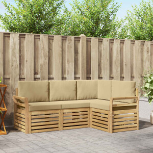 vidaXL Sofa-Sets 4 pcs Wit en Beige 190 x 130,5 x 73 cm Polyester