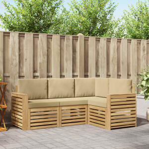 vidaXL Sofa-Sets 4 pcs Wit en Beige 191 x 132,5 x 73 cm Polyester