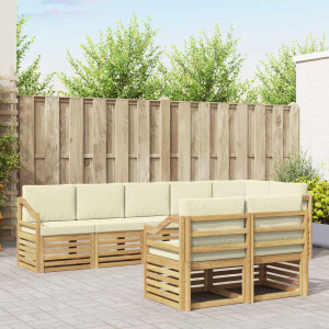 vidaXL Sofa-Sets 8 pcs Wit en crèmekleurig Massief Acaciahout
