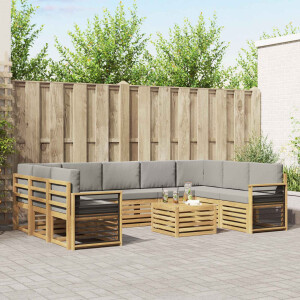 vidaXL Sofa-Sets 10 pcs Wit en Lichtgrijs 59 x 59 x 37 cm Polyester