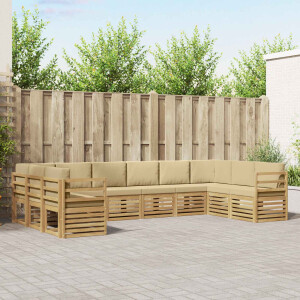 vidaXL Hoekbank Set 10 pcs Wit en Beige 363 x 185,5 x 73 cm Polyester