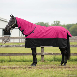 vidaXL Paardendeken Roze en Zwart 95 cm Polyester