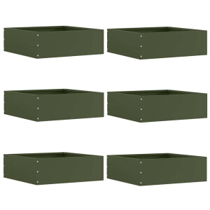 vidaXL Tuinrand 6 pcs Olijf Groen 40 x 40 x 13 cm Staal