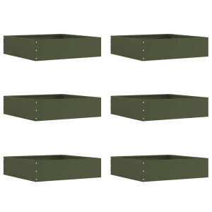vidaXL Tuinrand 6 pcs Olijf Groen 50 x 50 x 13 cm Staal
