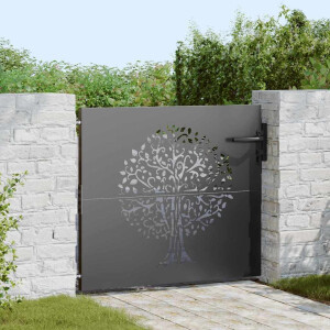 vidaXL Tuinpoort met slot Zwart 85 x 100 cm Poedergecoat staal