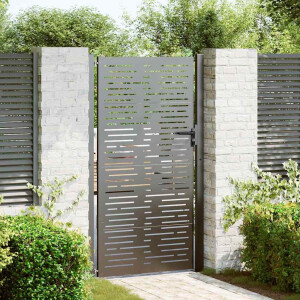 vidaXL Tuinpoort met slot Zwart 110 x 205 cm Gepoedercoat staal