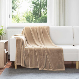 vidaXL Gooi Deken Kameel 150 x 200 cm Fleece