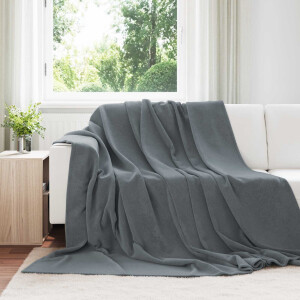 vidaXL Gooi Deken Donkergrijs 240 x 270 cm Fleece