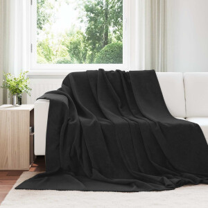 vidaXL Gooi Deken Zwart 240 x 270 cm Fleece