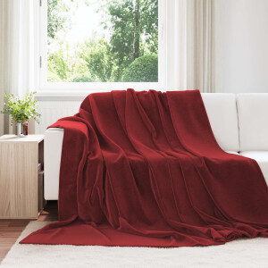 vidaXL Gooi Deken Bordeaux Rood 240 x 270 cm Fleece