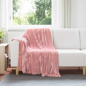 vidaXL Gooi Deken Roze 150 x 130 cm Fleece