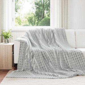 vidaXL Gooi Deken Grijs 270 x 240 cm Fleece