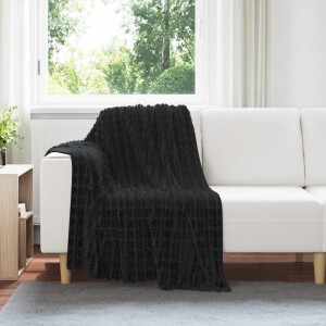 vidaXL Gooi Deken Zwart 150 x 130 cm Fleece