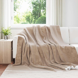 vidaXL Gooi Deken Kameel 240 x 270 cm Fleece