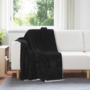 vidaXL Gooi Deken Zwart 130 x 150 cm Fleece