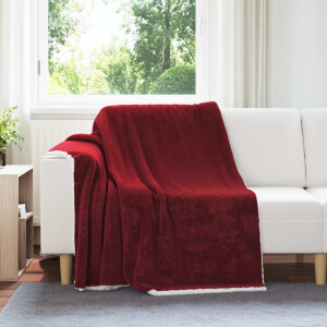 vidaXL Gooi Deken Bordeaux Rood 150 x 200 cm Fleece
