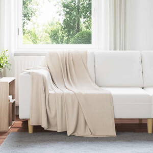 vidaXL Gooi Deken Beige 170 x 130 cm Fleece
