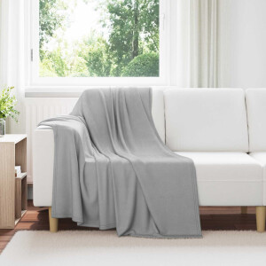 vidaXL Gooi Deken Grijs 170 x 130 cm Fleece