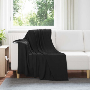 vidaXL Gooi Deken Zwart 170 x 130 cm Fleece