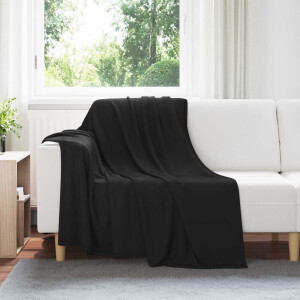 vidaXL Gooi Deken Zwart 200 x 150 cm Fleece