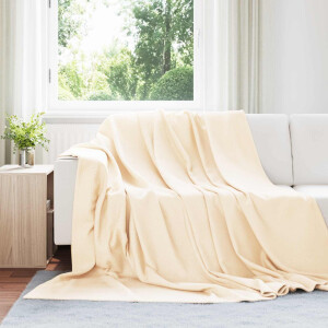 vidaXL Gooi Deken Crème 270 x 240 cm Fleece