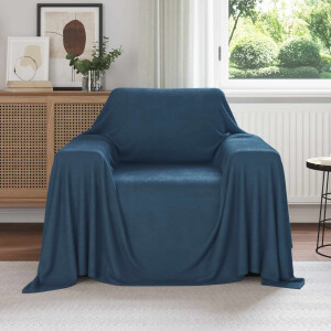 vidaXL Gooi Deken Marineblauw 210 x 140 cm Fleece