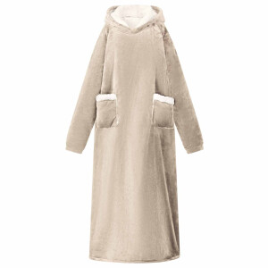 vidaXL Deken hoodie Beige L Fleece en Flanel