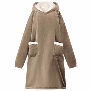 vidaXL Deken hoodie Kameel L Fleece en Flanel