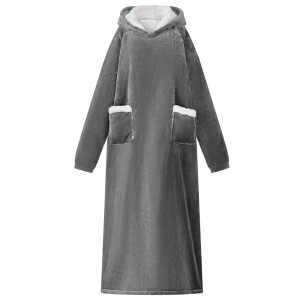 vidaXL Deken hoodie Donkergrijs L Fleece en Flanel
