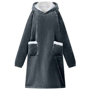 vidaXL Deken hoodie Marineblauw L Fleece en Flanel