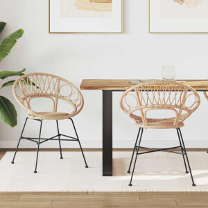 vidaXL Eetkamerstoel 2 pcs Naturel 49 x 51 x 81 cm Riet en IJzer