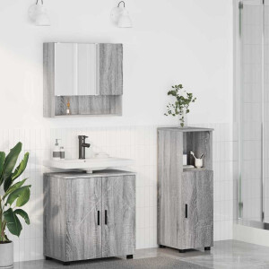 vidaXL Badkamermeubelset 3 pcs Grijs Sonoma Bewerkt hout & Metaal